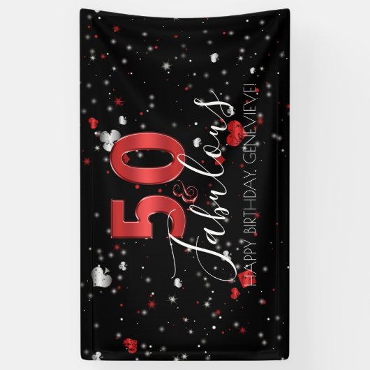 50および|のカジノのベガスのすばらしい誕生日 横断幕 (縦)