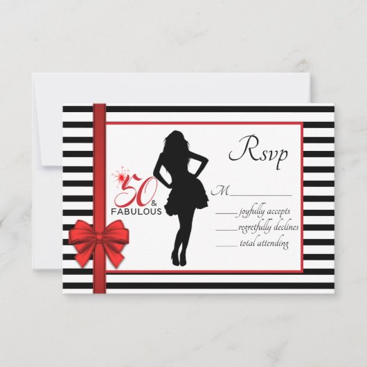 50およびFABUOUS 50th誕生日応答カード 出欠カード (正面)