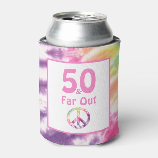 50およびFar Out Groovyカッコいい絞り染め50誕生日 缶クーラー (缶正面)