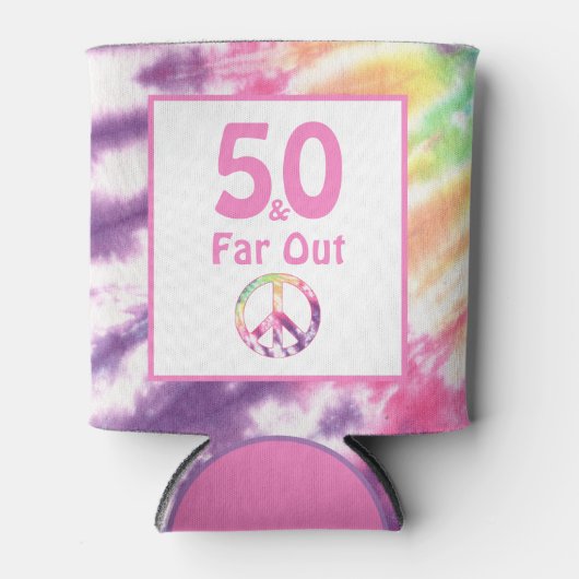 50およびFar Out Groovyカッコいい絞り染め50誕生日 缶クーラー (正面)
