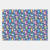 50お誕生日ケーキプレゼントバルーン青 ラッピングペーパーシート (正面)