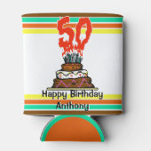50お誕生日ケーキマイルストーンパーソナライズされた 缶クーラー (裏面)