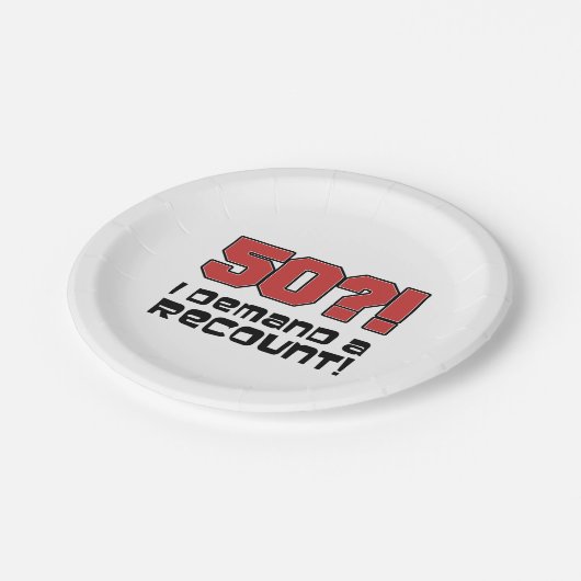 50か。! 私は再集計のおもしろいな第50誕生日を要求します ペーパープレート (アングル)