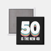 50が新しい40 面白い女性用レトロカラー50歳の誕生日 マグネット (正面/裏面)