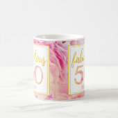 50すばらしく敏感なピンクの金ゴールドのグリッターの花柄 コーヒーマグカップ (中央)