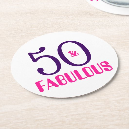 50そしてすばらしい第50誕生会の紙のコースター ラウンドペーパーコースター (アングル)