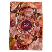 50そしてすばらしい紫色のピンクの万華鏡のように千変万化するパターンの気球 ミディアムペーパーバッグ (裏面)