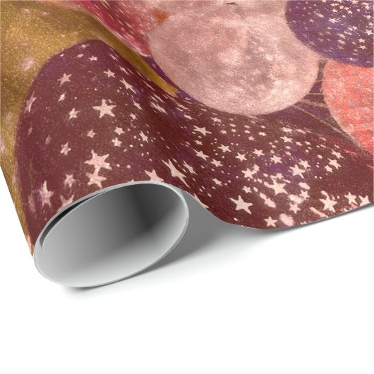 50そしてすばらしい紫色のピンクの万華鏡のように千変万化するパターンの気球 ラッピングペーパー (ロールコーナー)