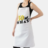 50だからおもしろい何モダンタイポグラフィ50番目の誕生日 エプロン (インサイチュ)