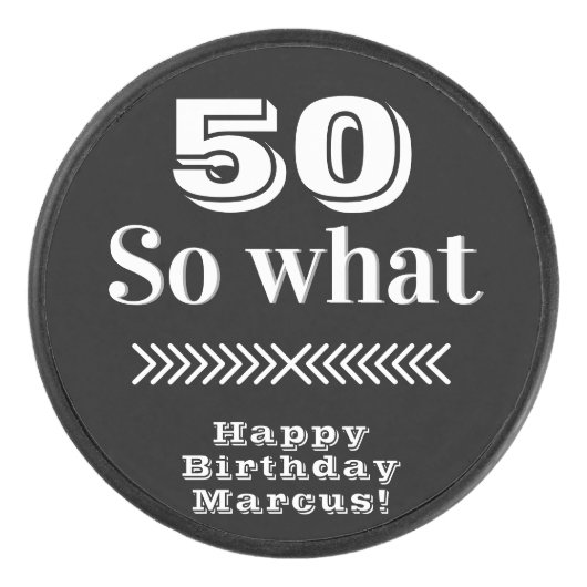 50だから何おもしろい引用文50誕生日 アイスホッケーパック (正面)