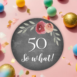 50だから何Chalkboardフローラ50誕生日 ラウンドシール