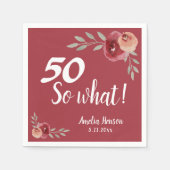 50だから何Red Waterカラーバラ50誕生日 スタンダードカクテルナプキン (正面)