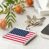 50つ星アメリカ国旗:古い栄光の星とストライプ キーホルダー (側面)