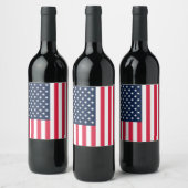 50つ星アメリカ国旗：古い栄光の星とストライプ ワインラベル (ボトル)