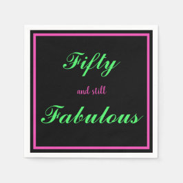 50とまだ素晴らしいブラックホットピンクグリーン昼寝 スタンダードカクテルナプキン