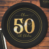 50とエレガント素晴らしいグリッター金ゴールドブラック ペーパープレート