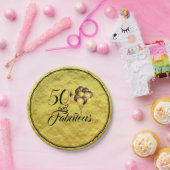 50とエレガント素晴らしいゴールドフォイルブラックタイポグラフィ ペーパープレート (パーティー)