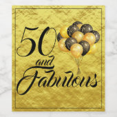 50とエレガント素晴らしいゴールドフォイルブラックタイポグラフィ ワインラベル (シングルラベル)