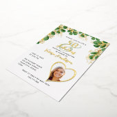 50とエレガント素晴らしいフォトグリーナリー誕生日 箔招待状 (回転した状態)