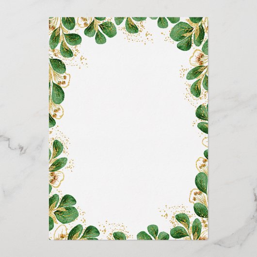 50とエレガント素晴らしいフォトグリーナリー誕生日 箔招待状 (裏面)