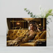 50とエレガント素晴らしいフォトゴールドフォイルのインビタット 箔招待状 (立ち正面)