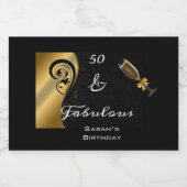 50とエレガント素晴らしいブラック金ゴールド誕生日パーティー リキュールボトルラベル (シングルラベル)