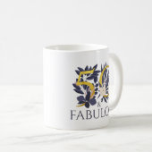 50とエレガント素晴らしいブルー金ゴールド誕生日ギフト コーヒーマグカップ (正面右)