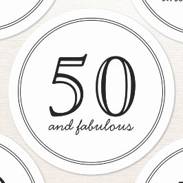 50とエレガント素晴らしいモダンタイポグラフィ誕生日 ラウンドシール