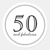 50とエレガント素晴らしいモダンタイポグラフィ誕生日 ラウンドシール (正面)