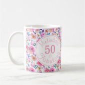 50とエレガント素晴らしい名前の水色 コーヒーマグカップ (左)