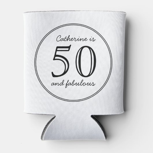 50とエレガント素晴らしい名前の誕生日 缶クーラー (正面)