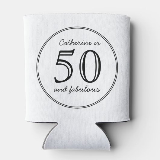 50とエレガント素晴らしい名前の誕生日 缶クーラー (裏面)