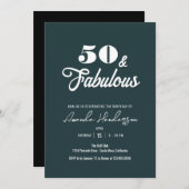 50とエレガント素晴らしい女性誕生日 招待状 (正面/裏面)