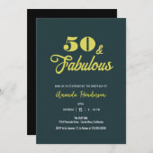 50とエレガント素晴らしい女性誕生日 招待状 (正面/裏面)