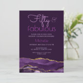 50とエレガント素晴らしい紫の金ゴールド瑪瑙 招待状 (スタンド正面)