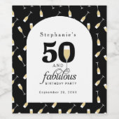 50とエレガント素晴らしい誕生日招待状 ワインラベル (シングルラベル)