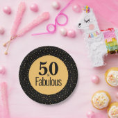 50とエレガント素晴らしい金ゴールドブラック誕生日 ペーパープレート (パーティー)