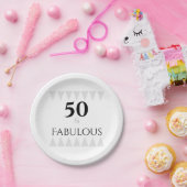 50とスタイリッシュ素晴らしいタイポグラフィシルバーブラック ペーパープレート (パーティー)