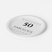 50とスタイリッシュ素晴らしいタイポグラフィシルバーブラック ペーパープレート (アングル)