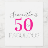 50とパーソナライズされた素晴らしいホットピンク誕生日 ワインラベル (シングルラベル)