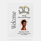 50とパーソナライズされた素晴らしいラグジュアリーなブラック金ゴールド アクリルサイン (正面)