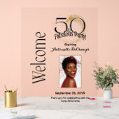 50とパーソナライズされた素晴らしいラグジュアリーなブラック金ゴールド アクリルサイン (ウェディング)