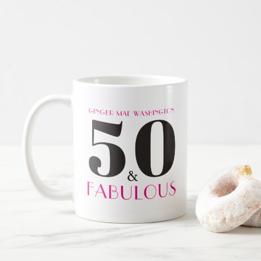 50とパーソナライズされた素晴らしい誕生日パーティーマグ コーヒーマグカップ (ドーナツ)