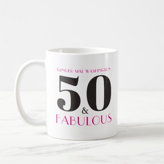 50とパーソナライズされた素晴らしい誕生日パーティーマグ コーヒーマグカップ (左)