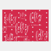 50とパーソナライズされた素晴らしい誕生日レッド ラッピングペーパーシート (正面2)