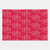 50とパーソナライズされた素晴らしい誕生日レッド ラッピングペーパーシート (正面)