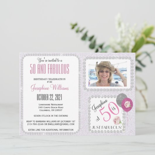 50とファブ招待状ダイヤモンド50th誕生日パーティー 招待状 (スタンド正面)