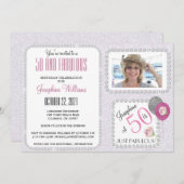 50とファブ招待状ダイヤモンド50th誕生日パーティー 招待状 (正面/裏面)