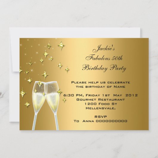 50とファンタスティックエレガントシャンパンシューズ金ゴールド写真 招待状 (裏面)