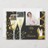 50とファンタスティックエレガントシャンパンシューズ金ゴールド写真 招待状 (正面)